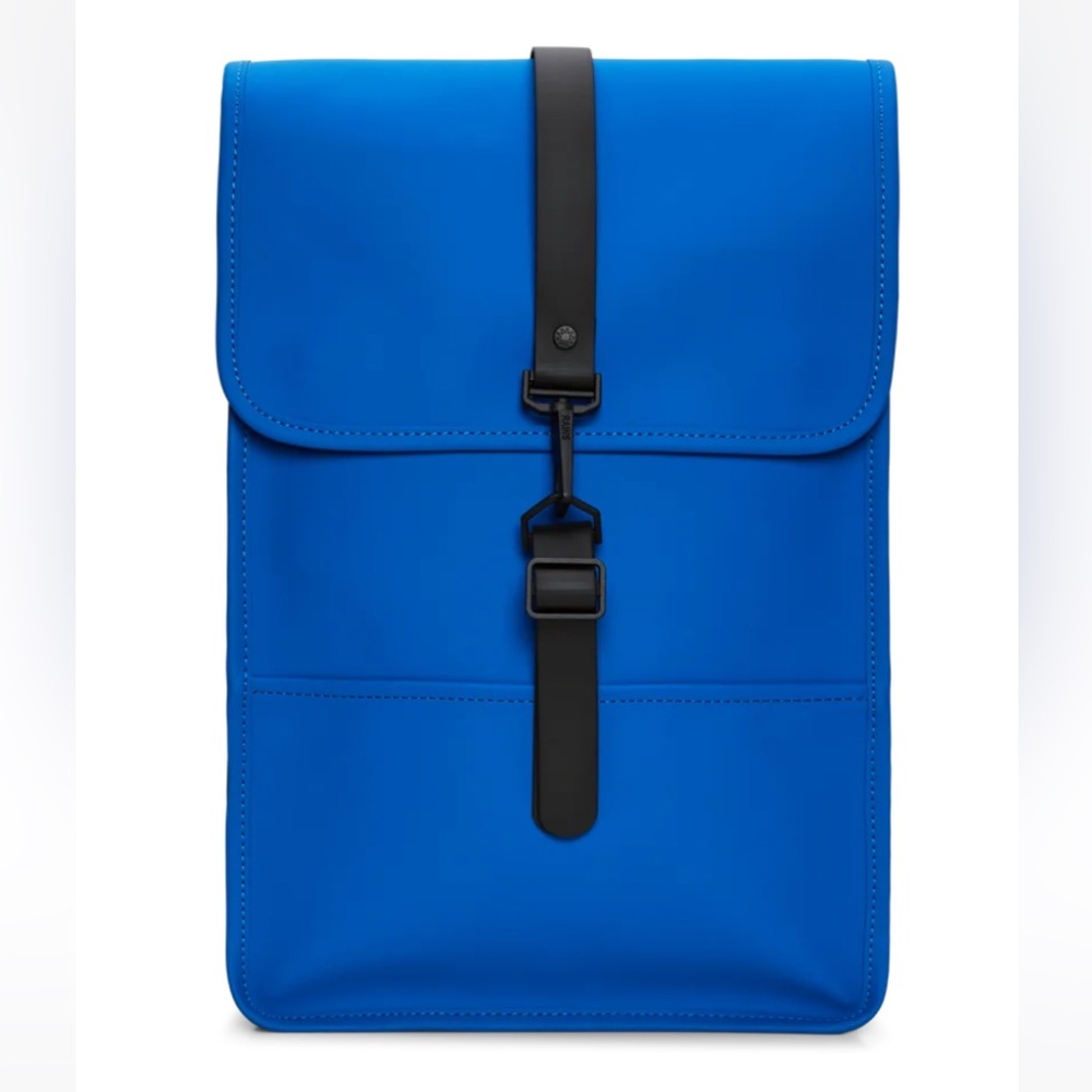 NWT Rains Waterproof Backpack Mini W3 In Color Waves Blue & Black